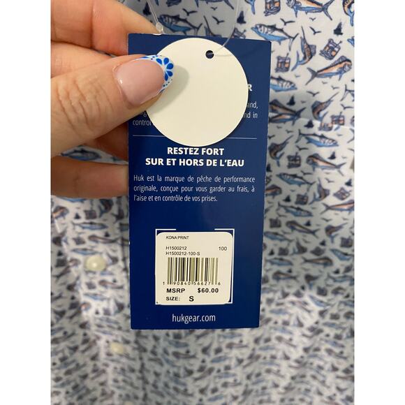 New Huk Men's Marlin Short Sleeve Kona Button Down Shirt, Size Small - Picture 3 of 3